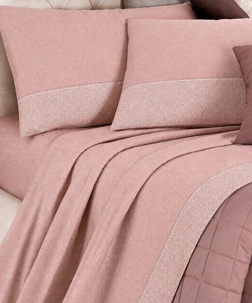 Completo Lenzuola Living Class 3 Rosa. Motivo semplice a pallini / pois adatto a tutti i letti e le camere. 100% cotone e Misura matrimoniale.