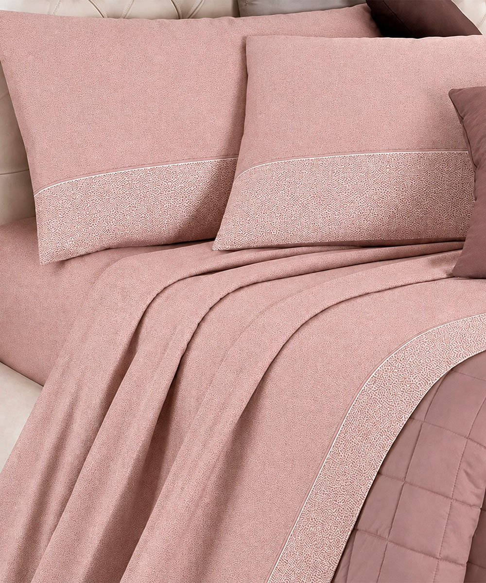 Completo Lenzuola Living Class 3 Rosa. Motivo semplice a pallini / pois adatto a tutti i letti e le camere. 100% cotone e Misura matrimoniale.