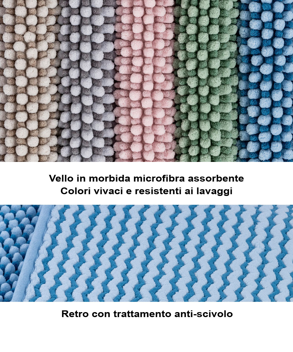 Info Tappetini bagno in morbida microfibra poliestere assorbente lavabile asciugabile antiscivolo