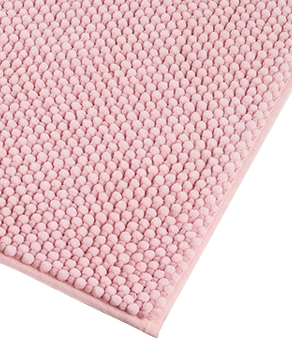 Dettaglio Tappetino bagno rosa in morbida microfibra poliestere assorbente lavabile asciugabile antiscivolo