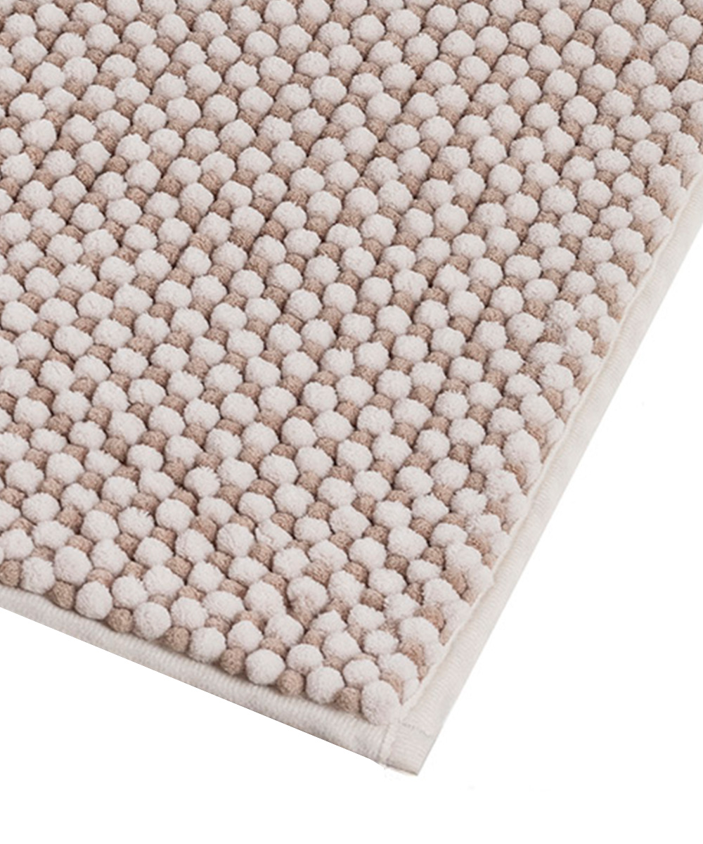 Dettaglio Tappetino bagno tortora beige in morbida microfibra poliestere assorbente lavabile asciugabile antiscivolo