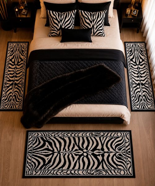 Stanza con Parure Tappeti stile animalier disegno zebrato