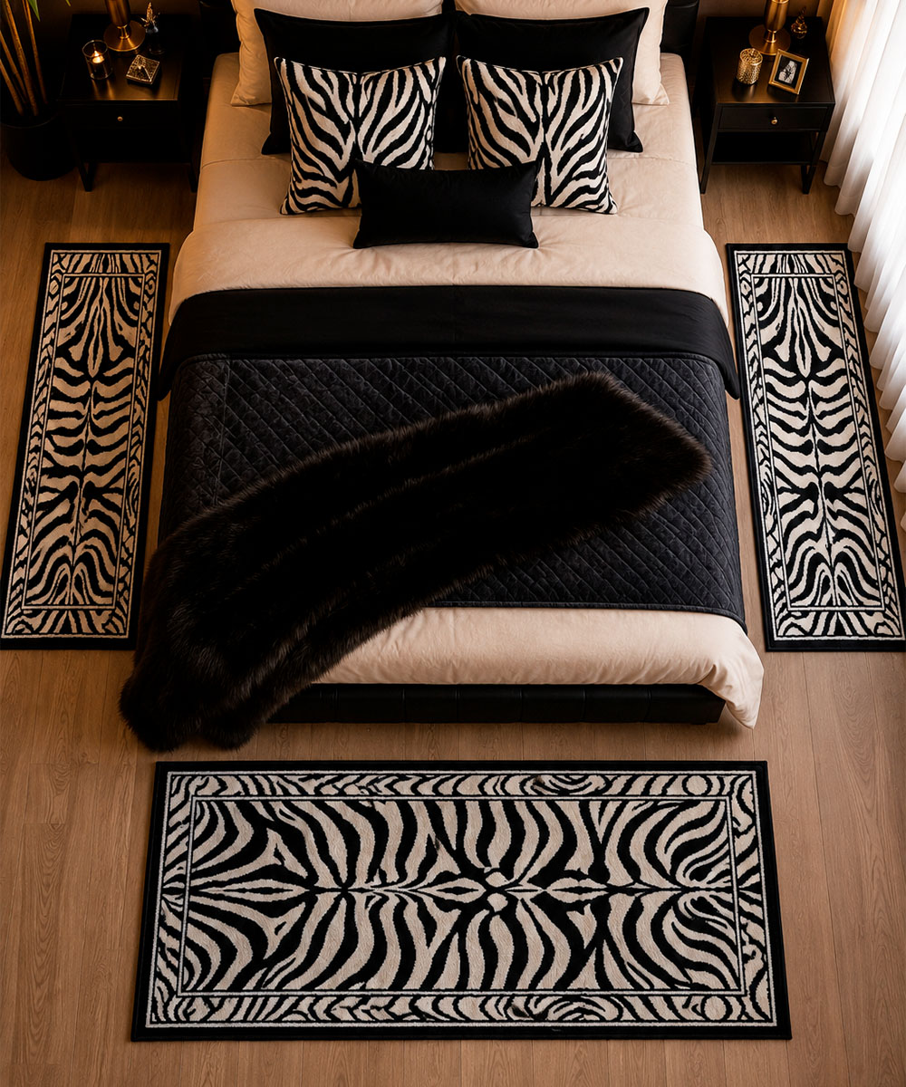 Stanza con Parure Tappeti stile animalier disegno zebrato