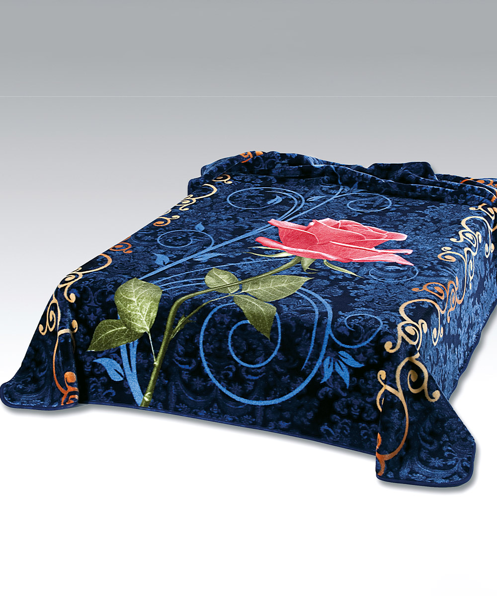 Ambientazione Coperta floreale blu