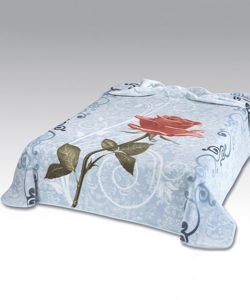 Ambientazione Coperta floreale azzurro