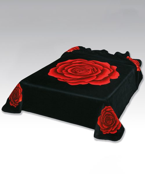 Ambientazione Coperta floreale rosa rossa
