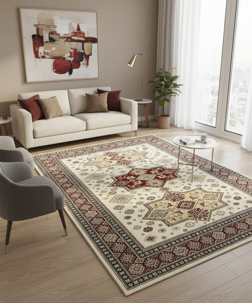 Tappeto Diamond 549 Crema Rosso - immagine 3