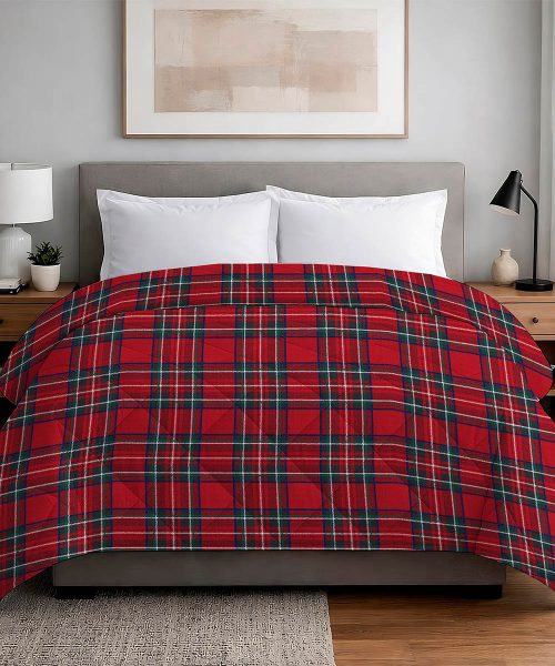 trapunta 300 grammi, made in italy, fantasia natalizia tartan